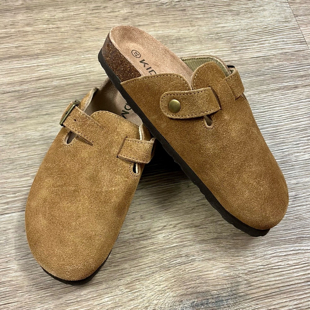 Brown Suede Slip-On Clogs